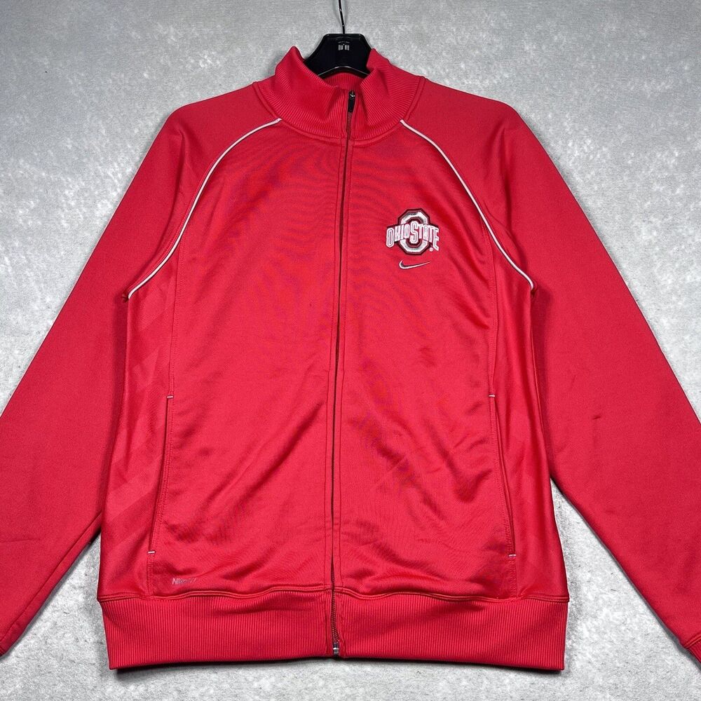 Vintage Nike Team Sweatshirt Men’s Medium Red Ohio State Buckeye Full Zip Swoosh - Picture 2 of 16